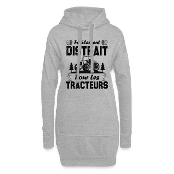Facilement distrait. pour les tracteurs. - Sweat-shirt à capuche long Femme - gris chiné - Devant