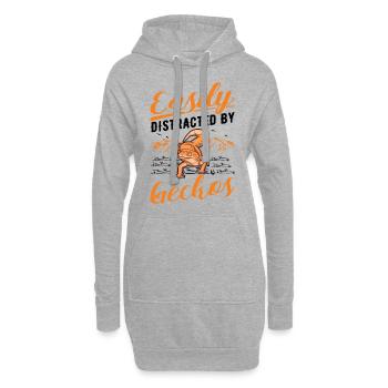 Easily distracted by Geckos Leopardgecko - Hoodie-Kleid - Grau meliert - Vorne