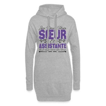 J'ai deux titres Sœur et Assistante Cadeau soeur . - Sweat-shirt à capuche long Femme - gris chiné - Devant