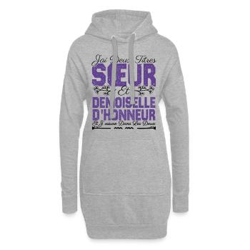 J'ai deux titres Sœur et demoiselle d'honneur . - Sweat-shirt à capuche long Femme - gris chiné - Devant