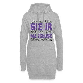 J'ai deux titres Sœur et Masseuse. Cadeau soeur. - Sweat-shirt à capuche long Femme - gris chiné - Devant