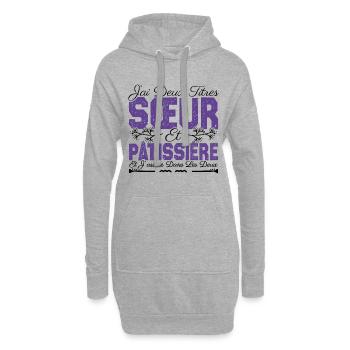 J'ai deux titres Sœur et Pâtissière. Cadeau soeur. - Sweat-shirt à capuche long Femme - gris chiné - Devant