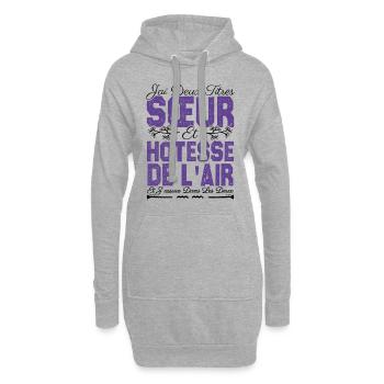 J'ai deux titres Sœur et hôtesse de l'air. soeur . - Sweat-shirt à capuche long Femme - gris chiné - Devant