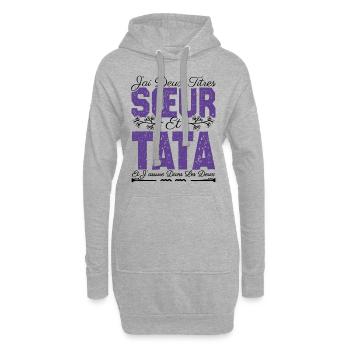 J'ai deux titres Sœur et tata. Cadeau soeur. - Sweat-shirt à capuche long Femme - gris chiné - Devant