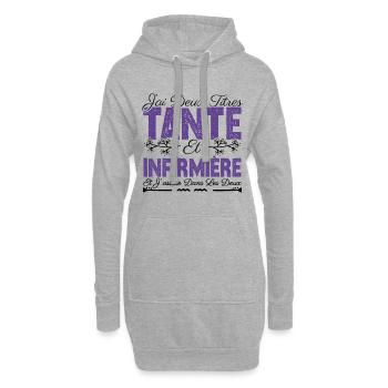 J'ai deux titres tante et Infermière. Cadeau . - Sweat-shirt à capuche long Femme - gris chiné - Devant