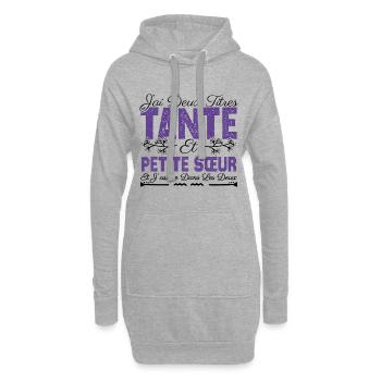 J'ai deux titres tante et Petite Sœur Cadeau . - Sweat-shirt à capuche long Femme - gris chiné - Devant
