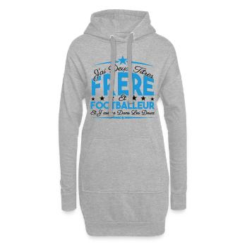J'ai deux titres frère et Footballeur Cadeau frère - Sweat-shirt à capuche long Femme - gris chiné - Devant