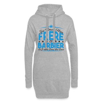 J'ai deux titres frère et Barbier. Cadeau frère. - Sweat-shirt à capuche long Femme - gris chiné - Devant