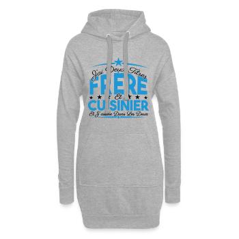 J'ai deux titres frère et Cuisinier. Cadeau frère. - Sweat-shirt à capuche long Femme - gris chiné - Devant