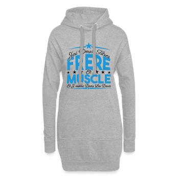 J'ai deux titres frère et Muscle. Cadeau frère. - Sweat-shirt à capuche long Femme - gris chiné - Devant