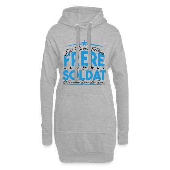 J'ai deux titres frère et Soldat. Cadeau. - Sweat-shirt à capuche long Femme - gris chiné - Devant