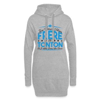 J'ai deux titres frère et Tonton. Cadeau frère. - Sweat-shirt à capuche long Femme - gris chiné - Devant