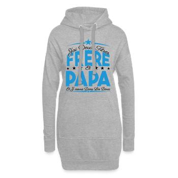 J'ai deux titres frère et Papa. Cadeau frère. - Sweat-shirt à capuche long Femme - gris chiné - Devant