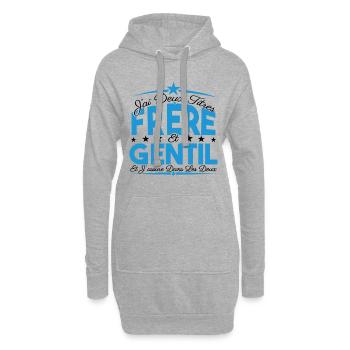 J'ai deux titres frère et Gentil. Cadeau frère. - Sweat-shirt à capuche long Femme - gris chiné - Devant