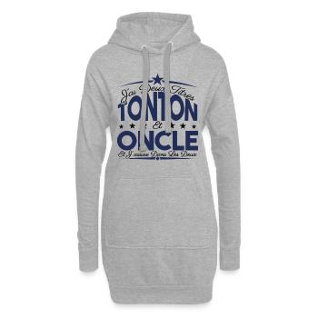 J'ai deux titres tonton et Oncle. Cadeau tonton. - Sweat-shirt à capuche long Femme - gris chiné - Devant