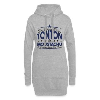 J'ai deux titres tonton et moustachu. Cadeau. - Sweat-shirt à capuche long Femme - gris chiné - Devant