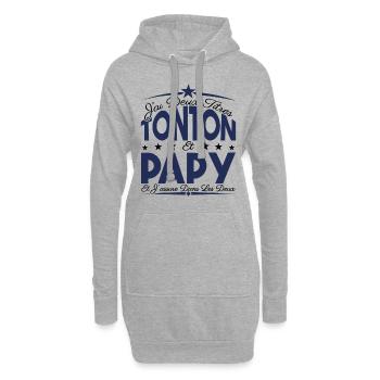 J'ai deux titres tonton et Papy. Cadeau Tonton. - Sweat-shirt à capuche long Femme - gris chiné - Devant