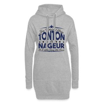 J'ai deux titres tonton et Nageur. Cadeau tonton. - Sweat-shirt à capuche long Femme - gris chiné - Devant