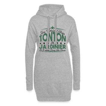 J'ai deux titres tonton et Jardinier Cadeau tonton - Sweat-shirt à capuche long Femme - gris chiné - Devant