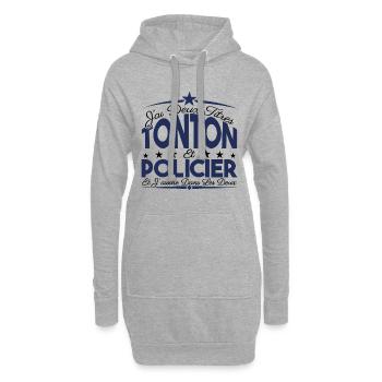 J'ai deux titres tonton et Policier Cadeau tonton. - Sweat-shirt à capuche long Femme - gris chiné - Devant