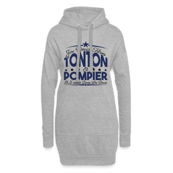 J'ai deux titres tonton et pompier. Cadeau tonton. - Sweat-shirt à capuche long Femme - gris chiné - Devant