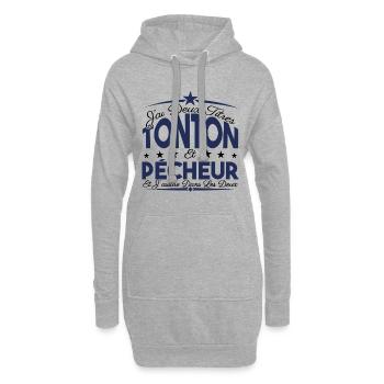 J'ai deux titres tonton et pêcheur. Cadeau Tonton. - Sweat-shirt à capuche long Femme - gris chiné - Devant