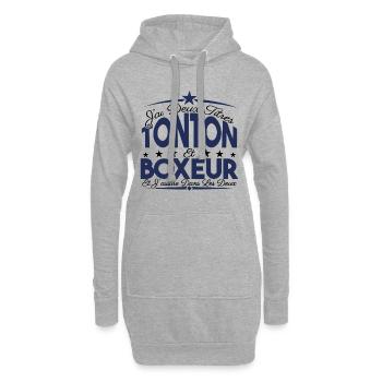 J'ai deux titres tonton et boxeur. Cadeau tonton. - Sweat-shirt à capuche long Femme - gris chiné - Devant