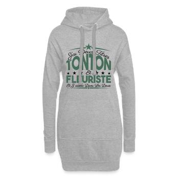 J'ai deux titres tonton et Fleuriste Cadeau tonton - Sweat-shirt à capuche long Femme - gris chiné - Devant