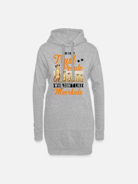 Suricate Cadeau Suricate - Sweat-shirt à capuche long Femme - gris chiné