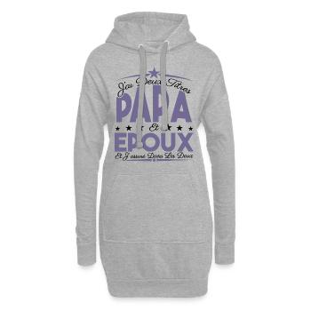 J'ai deux titres Papa et Epoux, Cadeau Papa. - Sweat-shirt à capuche long Femme - gris chiné - Devant