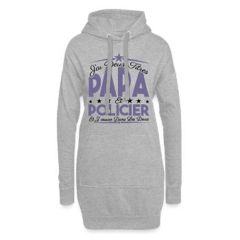 J'ai deux titres Papa et Policier, Cadeau Papa. - Sweat-shirt à capuche long Femme - gris chiné - Devant