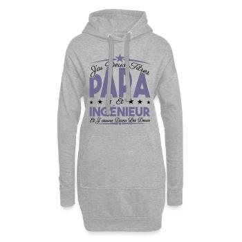 J'ai deux titres Papa et Ingénieur, Cadeau Papa. - Sweat-shirt à capuche long Femme - gris chiné - Devant