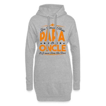J'ai deux titres Papa et Oncle, Cadeau Papa. - Sweat-shirt à capuche long Femme - gris chiné - Devant
