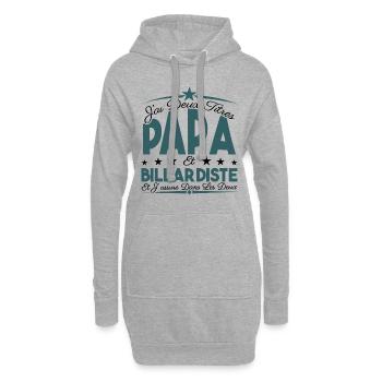 J'ai deux titres Papa et billardiste, Cadeau Papa. - Sweat-shirt à capuche long Femme - gris chiné - Devant