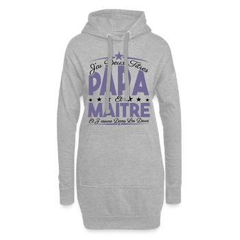 J'ai deux titres Papa et Maître, Cadeau Papa. - Sweat-shirt à capuche long Femme - gris chiné - Devant