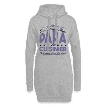 J'ai deux titres Papa et Cuisinier, Cadeau Papa. - Sweat-shirt à capuche long Femme - gris chiné - Devant