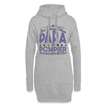 J'ai deux titres Papa et Pompier, Cadeau Papa. - Sweat-shirt à capuche long Femme - gris chiné - Devant