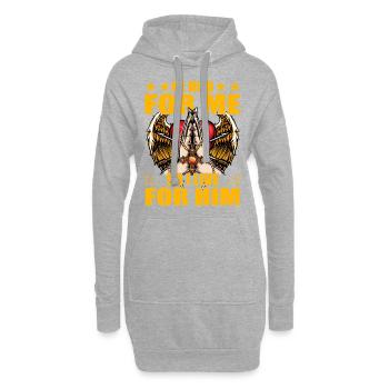 He died for me so I live for him - Hoodie-Kleid - Grau meliert - Vorne