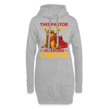 Ce pasteur a un chrétien d’église génial - Sweat-shirt à capuche long Femme - gris chiné - Devant