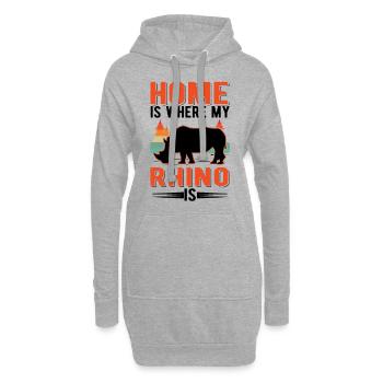 Zuhause ist wo mein Nashorn ist Rhino - Hoodie-Kleid - Grau meliert - Vorne