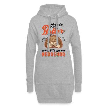 La vie est meilleure avec un hérisson - Sweat-shirt à capuche long Femme - gris chiné - Devant
