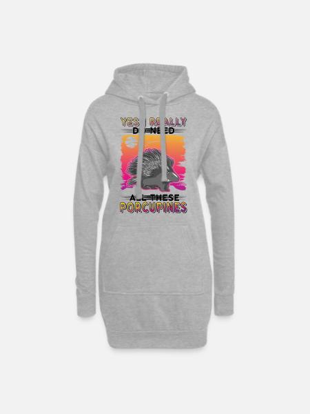 Stachelschwein Geschenk Porcupine - Hoodie-Kleid - Grau meliert