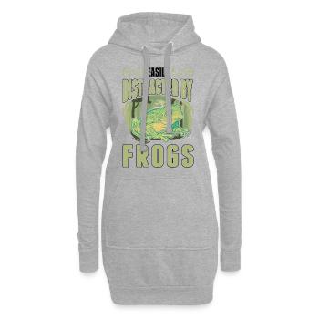 Easily distracted by Frogs Frosch - Hoodie-Kleid - Grau meliert - Vorne