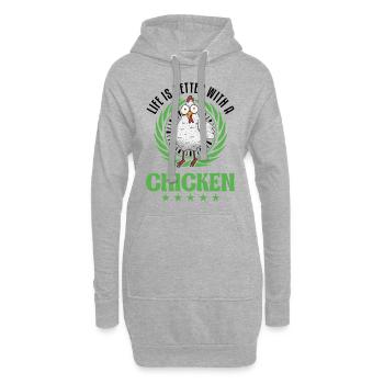 Life is better with a Chicken Landwirt Hühner - Hoodie-Kleid - Grau meliert - Vorne