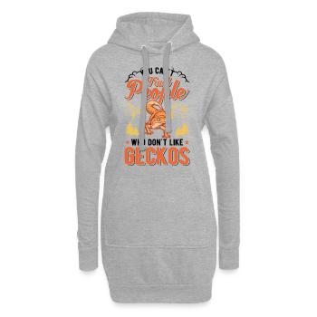 Gecko Geschenk Leopardgecko - Hoodie-Kleid - Grau meliert - Vorne