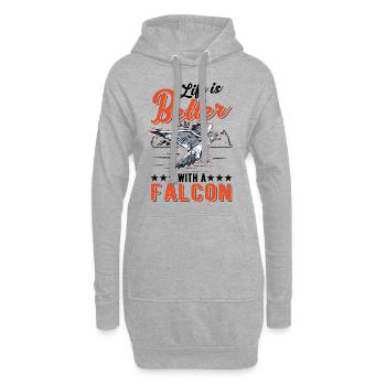 La vie est meilleure avec un fauconnier - Sweat-shirt à capuche long Femme - gris chiné - Devant