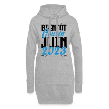 Cadeau Annonce grossesse bientôt Cousin Juin 2023. - Sweat-shirt à capuche long Femme - gris chiné - Devant