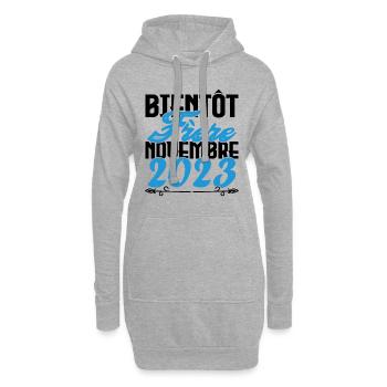 Annonce grossesse. bientôt Frère Novembre 2023. - Sweat-shirt à capuche long Femme - gris chiné - Devant