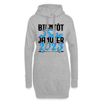 Annonce grossesse. bientôt Frère Janvier 2023. - Sweat-shirt à capuche long Femme - gris chiné - Devant