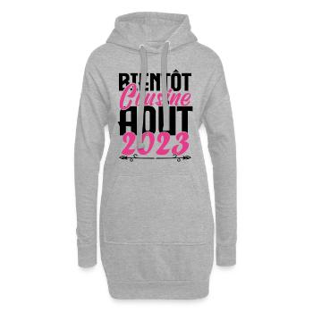 Cadeau Annonce grossesse bientôt Cousine Aout 2023 - Sweat-shirt à capuche long Femme - gris chiné - Devant